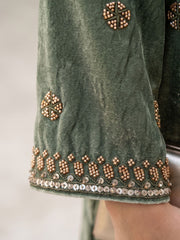 Green Fancy Moss Fabric Palazzo Style Dress