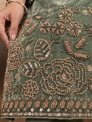 Green Fancy Moss Fabric Palazzo Style Dress