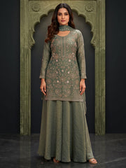Green Fancy Moss Fabric Palazzo Style Dress