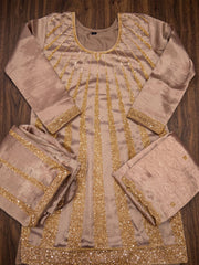 Rose Gold Handwork Embroidered Palazzo Suit