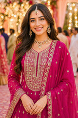 Luxurious Pink Georgette Suit Set with Diamond Embroidery Work for Women