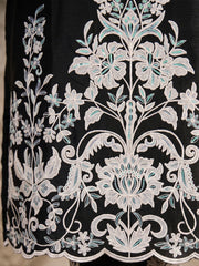 Black Chinnon Silk with Embroidery Palazzo Dress