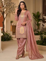 Heavy Beads Peach Embroidered Palazzo Style Dress