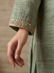 Green Salsa Silk Embroidered Palazzo Style Dress