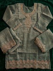 Green Salsa Silk Embroidered Palazzo Style Dress