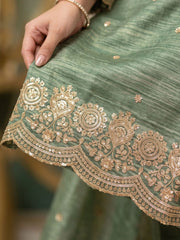 Green Salsa Silk Embroidered Palazzo Style Dress