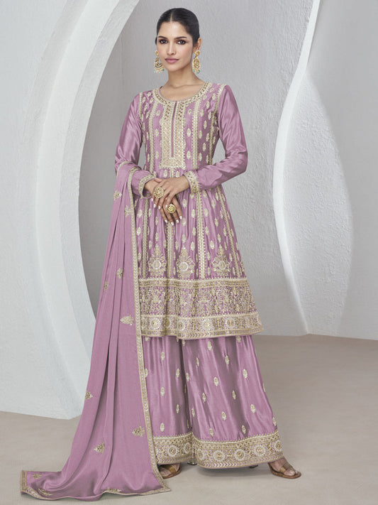 Pink Embroidered Silk Designer Salwar Kameez