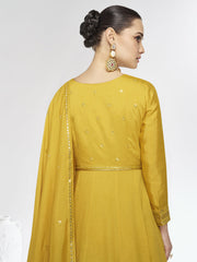 Yellow Sequence Embroidery Traditional Anarkali Gown