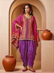 Bohemian Silk Embellished Tunic with Palazzos