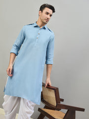 Men Regular Linen Kurta with Dhoti Pants