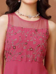 Embellished Round Neck A-Line Ethnic Dresses