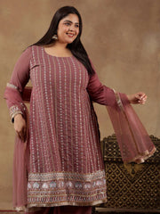Women Ethnic Motifs Embroidered Regular Thread Work Kurta with Palazzos & With Dupatta