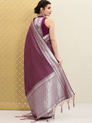 Burgundy & Silver Woven Design Jashn Banarasi Saree