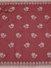 Maroon Floral Embroidered Sequinned Unstitched Dress Material