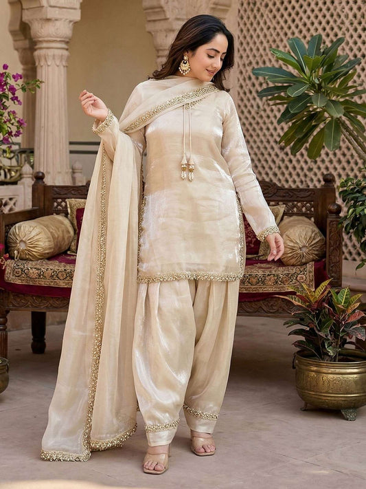 Off White Fendi Satin Salwar Suit
