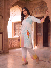 Floral Linen Printed Tunic with Trousers