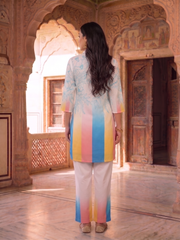 Floral Linen Printed Tunic with Trousers