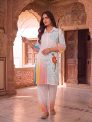 Floral Linen Printed Tunic with Trousers
