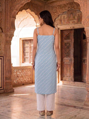 Women Leheriya Dyed Regular Beads and Stones Kurta with Palazzos