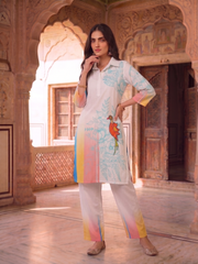 Floral Linen Printed Tunic with Trousers