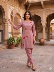 Floral Embroidered Tunic with Trousers