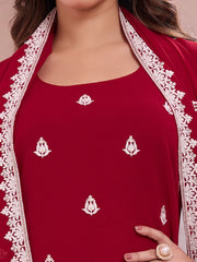 Embroidered Straight Kurta & Sharara With Dupatta