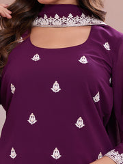 Embroidered Straight Kurta & Sharara With Dupatta