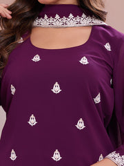 Embroidered Straight Kurta & Sharara With Dupatta