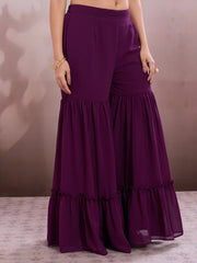 Embroidered Straight Kurta & Sharara With Dupatta