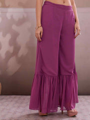 Embroidered Georgette Sweetheart Neck Kurta & Sharara With Dupatta