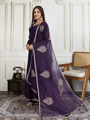 Geometric Embroidered A-line Georgette Kurta With Sharara And Dupatta