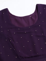 Geometric Embroidered A-line Georgette Kurta With Sharara And Dupatta