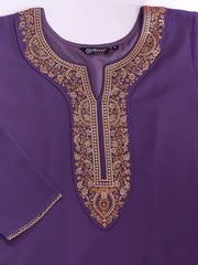 Embroidered Round Neck Kurta & Sharara With Dupatta