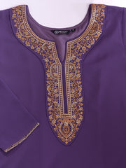 Embroidered Round Neck Kurta & Sharara With Dupatta