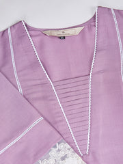 Lace Work Panelled Square Neck Straight Kurta &Trousers With Dupatta