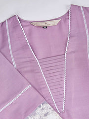 Lace Work Panelled Square Neck Straight Kurta &Trousers With Dupatta