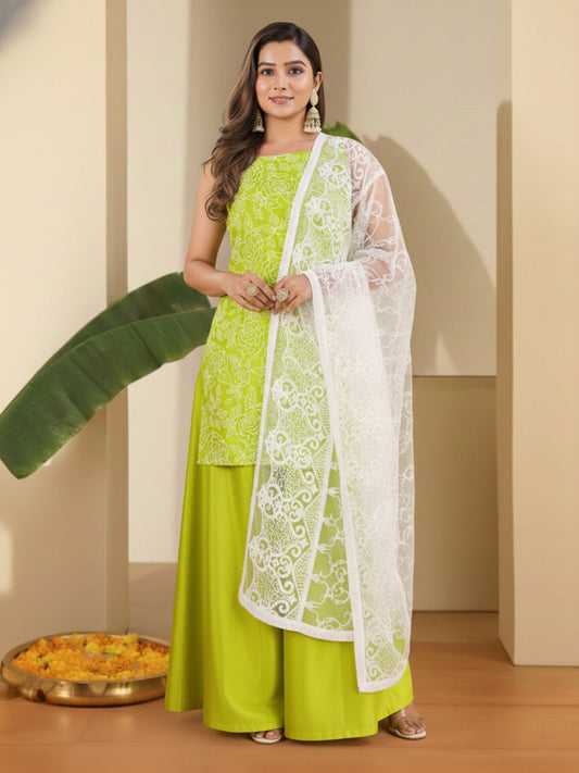 Women Ethnic Motifs Printed Regular Kurta with Palazzos & With Dupatta
