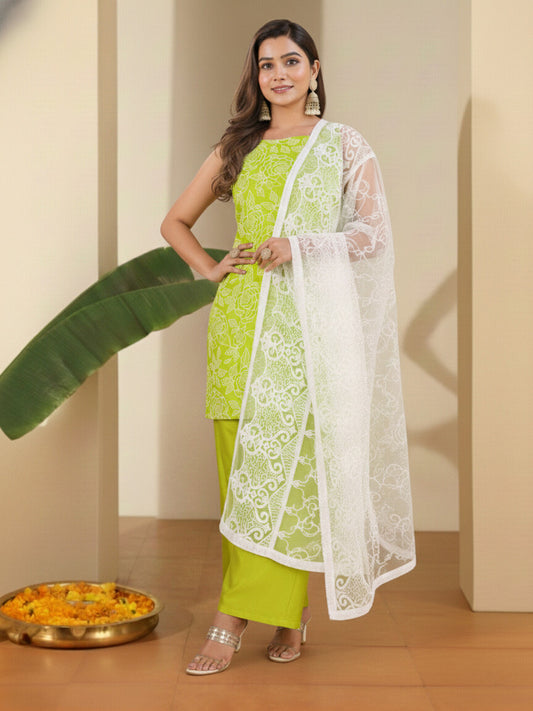 Women Ethnic Motifs Printed Regular Kurta with Palazzos & With Dupatta