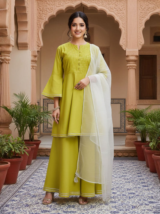Women Ethnic Motifs Regular Patchwork Kurta with Palazzos & With Dupatta