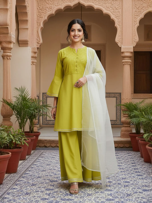 Women Ethnic Motifs Regular Patchwork Kurta with Palazzos & With Dupatta