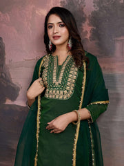 Women Ethnic Motifs Embroidered Kurta with Trouser & Dupatta