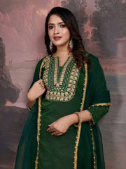 Women Ethnic Motifs Embroidered Kurta with Trouser & Dupatta