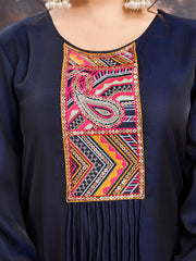 Women Ethnic Motifs Yoke Design Satin A-Line Kurta with Palazzo