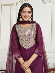 Women Floral Embroidered Kurta with Palazzo & Dupatta