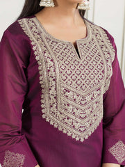 Women Floral Embroidered Kurta with Palazzo & Dupatta