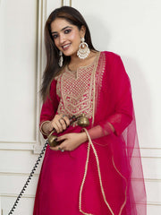 Women Floral Thread and Sequinned Embroidered Kurta Set with Dupatta