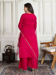 Women Floral Thread and Sequinned Embroidered Kurta Set with Dupatta