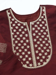Floral Zari and Sequinned Embroidered Yoke Design Kurta Set with Dupatta