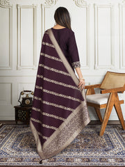 Floral Zari and Sequinned Embroidered Yoke Design Kurta Set with Dupatta