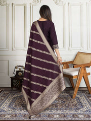 Floral Zari and Sequinned Embroidered Yoke Design Kurta Set with Dupatta